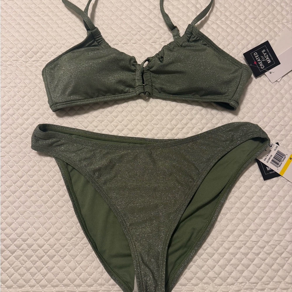 Salt + Cove Shimmering Olive Bikini Set